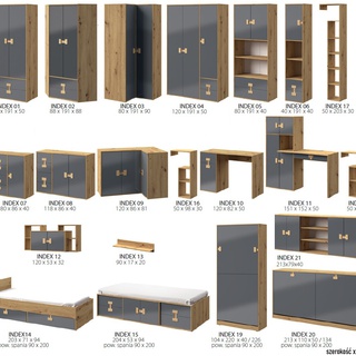 półka 90 wisząca Index 13 na ścianę prosta do pokoju sypialni korytarza