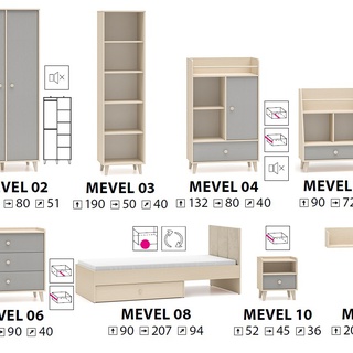 łóżko 90x200 z szufladą Mevel 08 pojedyncze 90 jednoosobowe