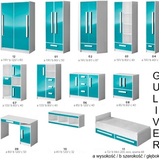 regał 40 zamykany z szuflada Guliver 04 słupek szafa mała z półkami