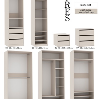 szafa 380 duża szeroka Tres R bez drzwi do garderoby zestaw biała