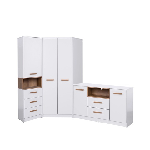 Zestaw GRANT 19 komoda narożna szafa bieliźniarka do sypialni pokoju