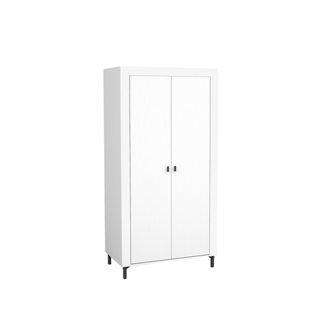 Mossa 01 ein zweitüriger Kleiderschrank 97 glamour für Schlafzimmer Flur Garderobe weiß+Eiche Whisky