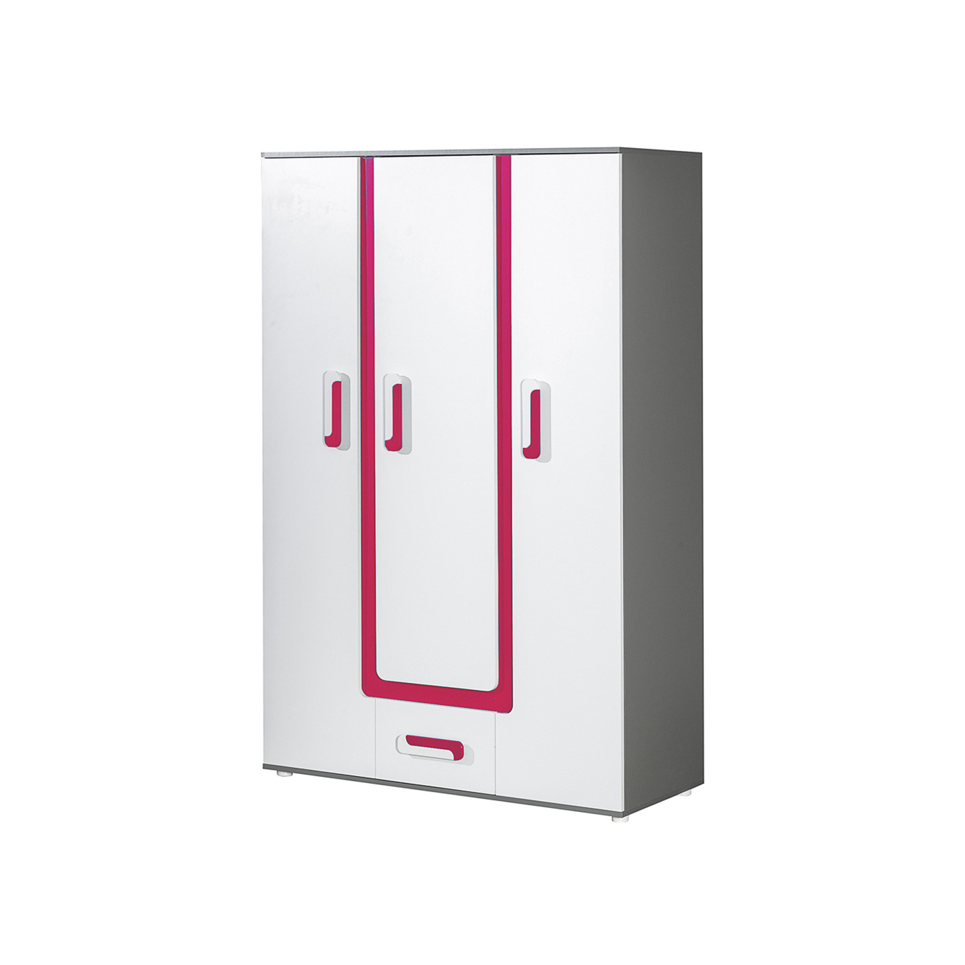 szafa 128 półki szuflada Apetito Bis 19 dziecięca antracyt biały róż turkus