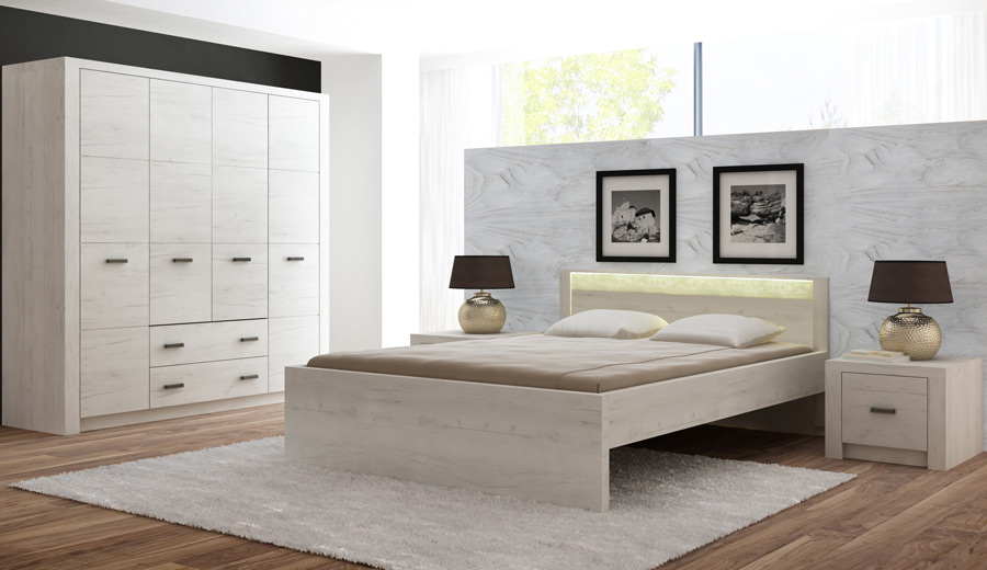 zestaw mebli sypialnia Indiana 5 duża szafa łóżko szafka nocna