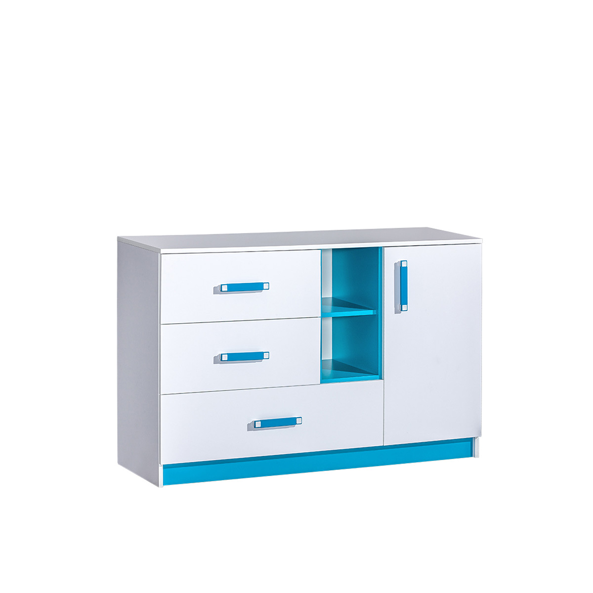 Komoda 130 z szufladami półkami Trafiko 07 szafka duża dzieci biała