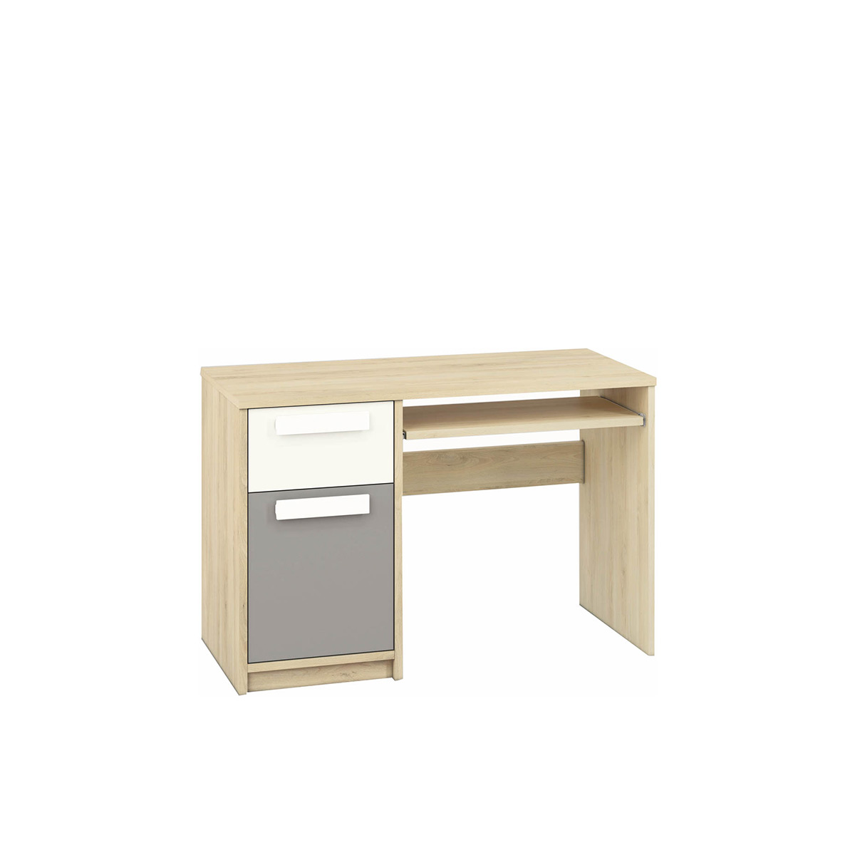 Biurko 119 z szafką szufladą Drop 14 do nauki pracy młodzieżowe da ucznia dzieci buk biały szary do pokoju biura