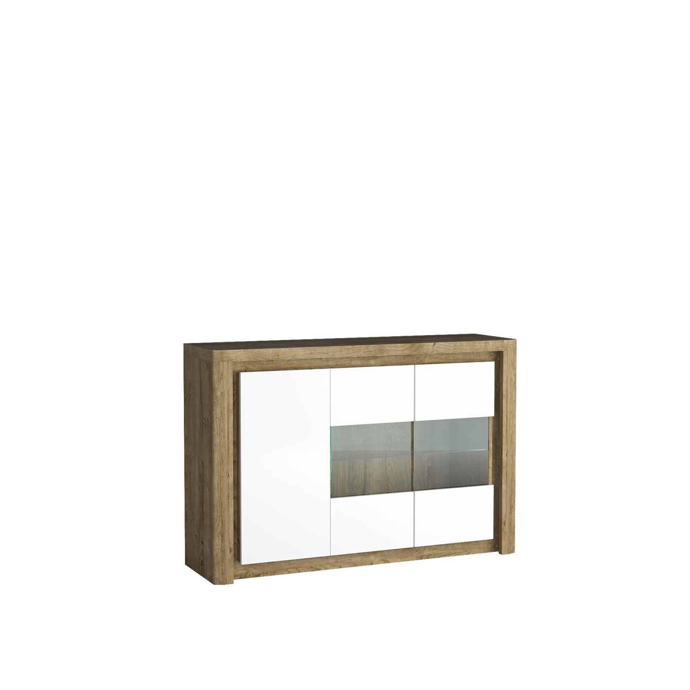 komoda 144 z szybą oświetleniem Livinio 03 duża szeroka szafka połysk