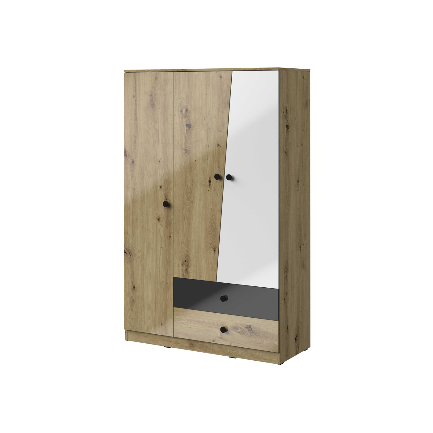 szafa 120 trzydrzwiowa z szufladami Nero 03 duża młodzieżowa dzieci połysk