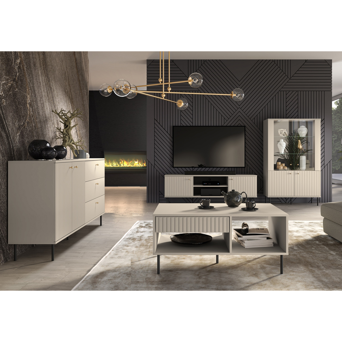 zestaw mebli pokojowych glamour Sophie 2 elegancki komplet frez