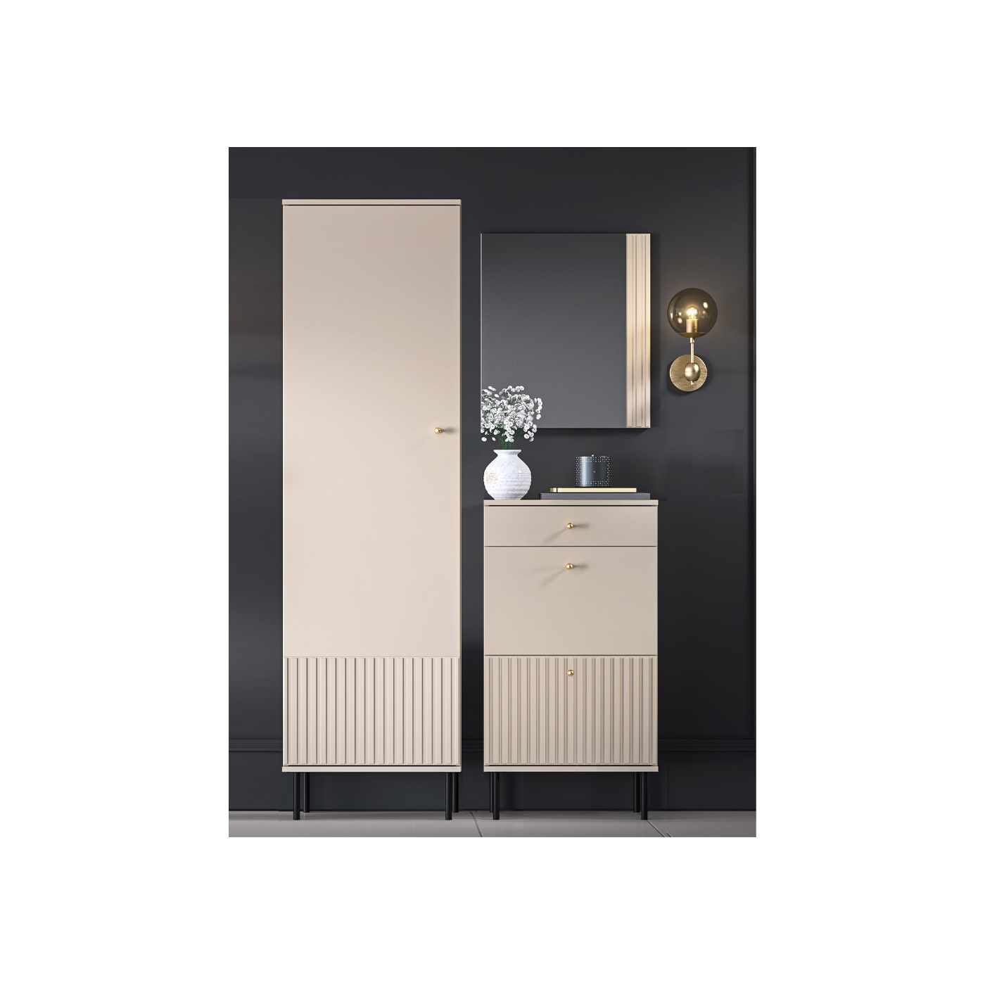 zestaw mały na nóżkach Sophie L garderoba frez szafa komoda lustro