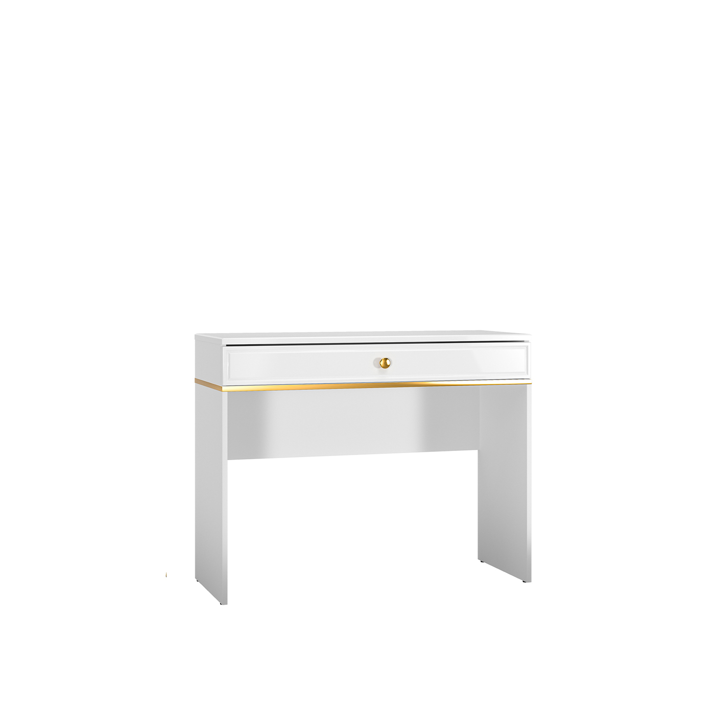 toaletka konsola 100 z szufladą Goldin 10 glamour biała w połysku