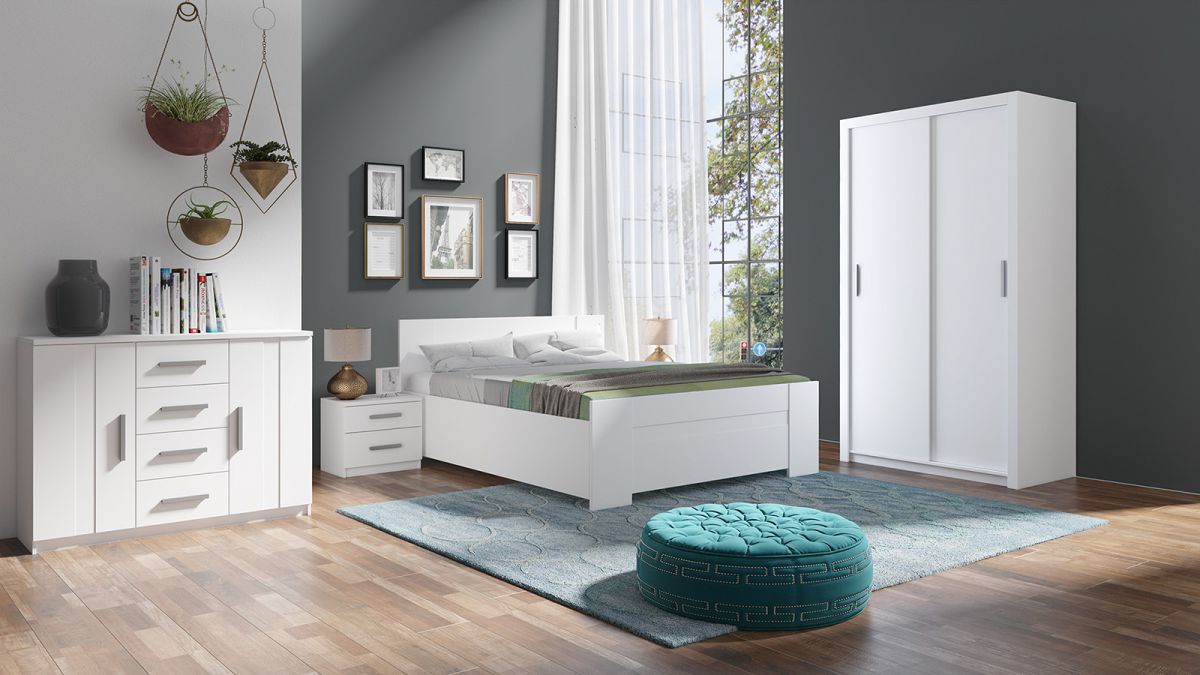 zestaw sypialnia Bono 1 łózko podnoszone szafa komoda stoliki