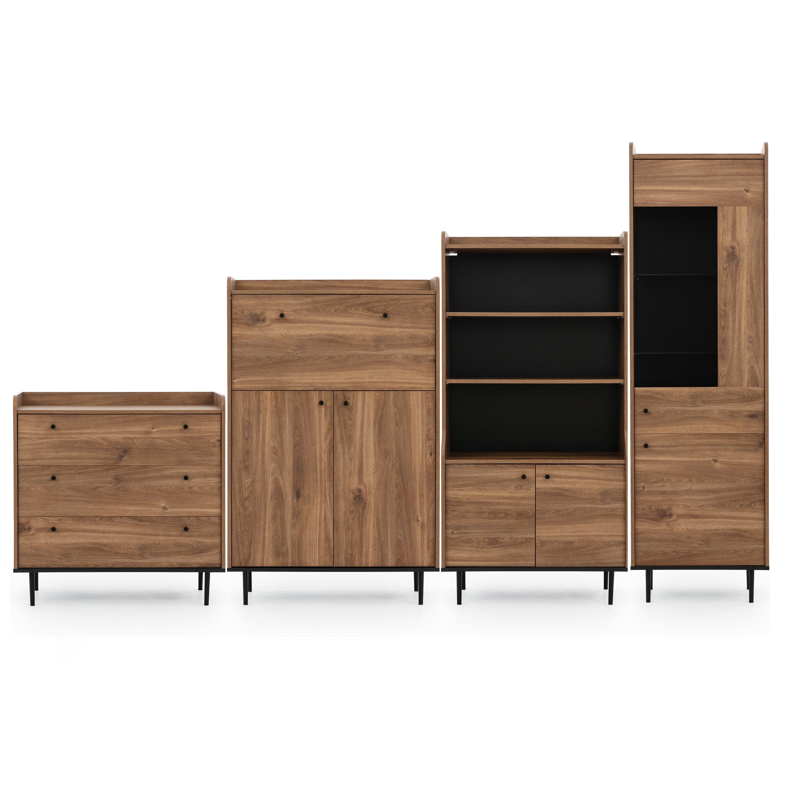 zestaw meblościanka na nóżkach Vasina D komoda z barkiem witryna