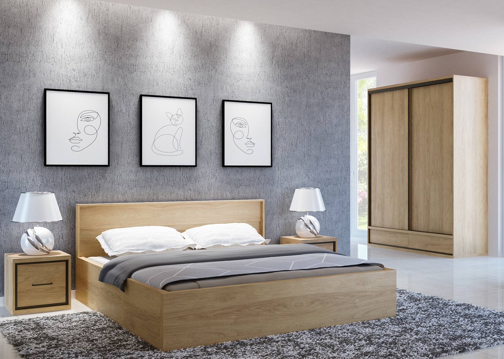 Sypialnia Mediolan JST ustawienie D