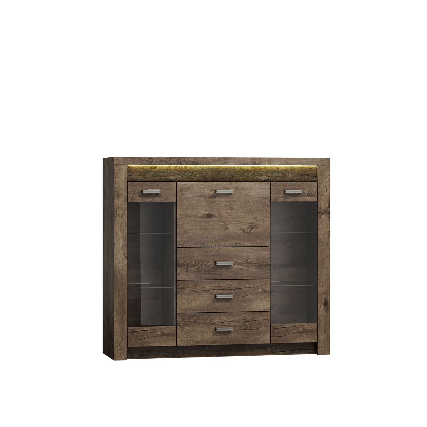 komoda 137 z barkiem szufladami szybą Indiana 08 duża przeszklona szafka