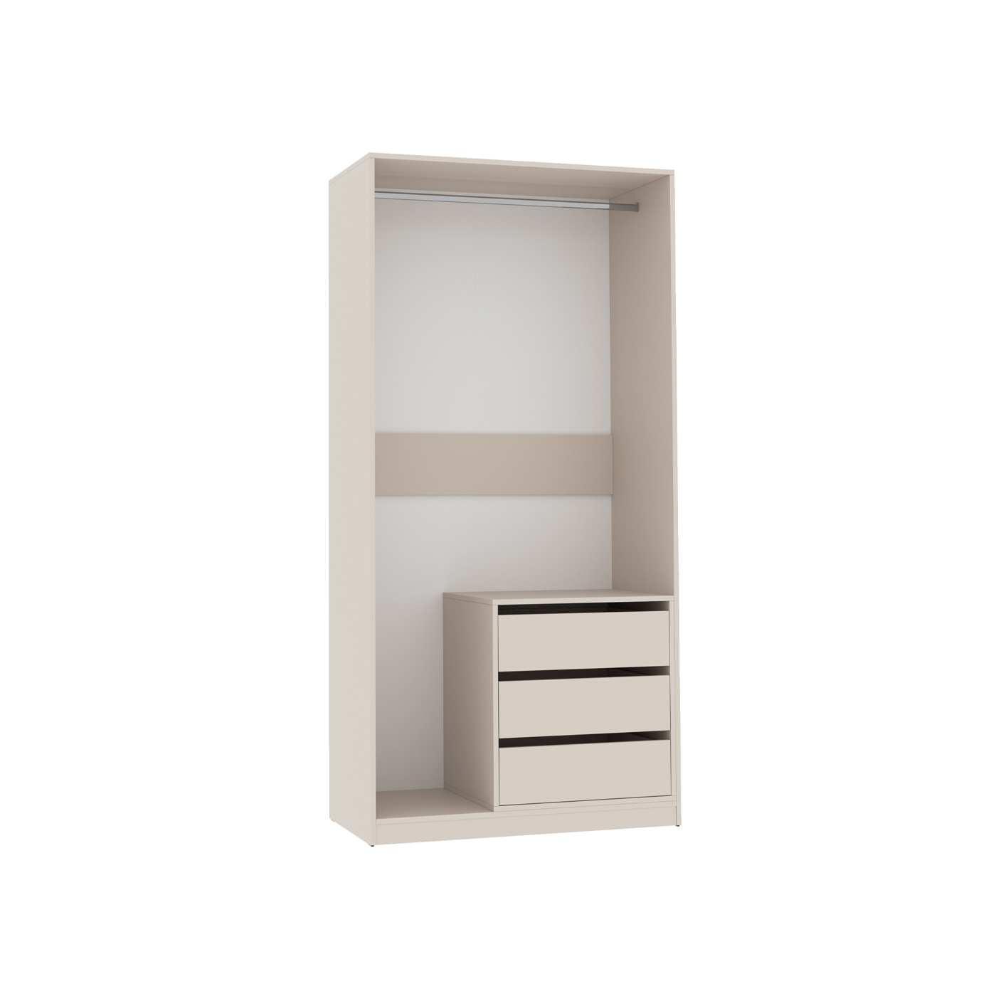 szafa 100 z szufladami bez drzwi Tres 11 z drążkami garderoba