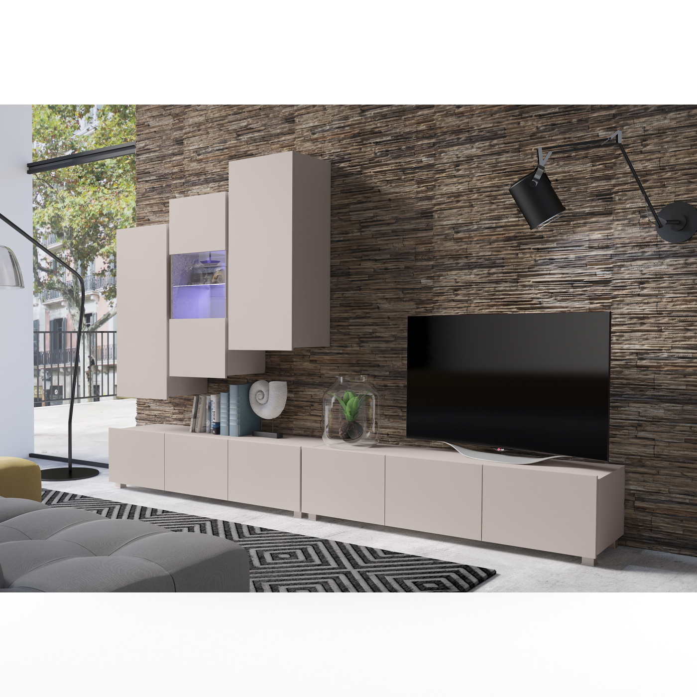 zestaw mebli nowoczesnych Calabrini 18 meblościanka rtv cashmere