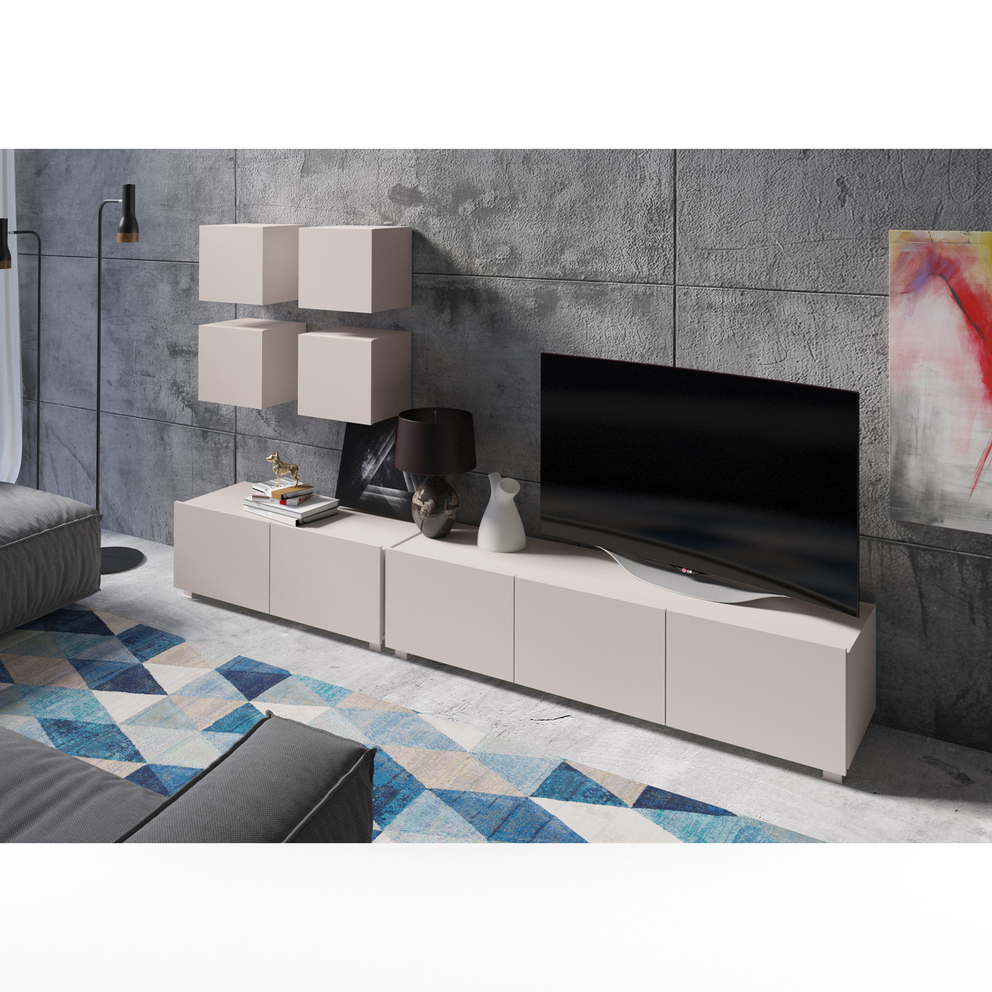 zestaw rtv meblościanka Calabrini 19 nowoczesny komplet do salonu