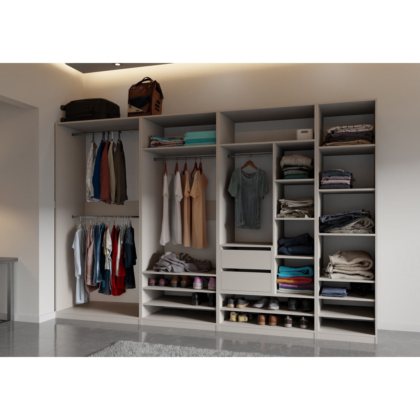 szafa 320 bez drzwi Tres B duża szeroka garderoba zestaw do sypialni