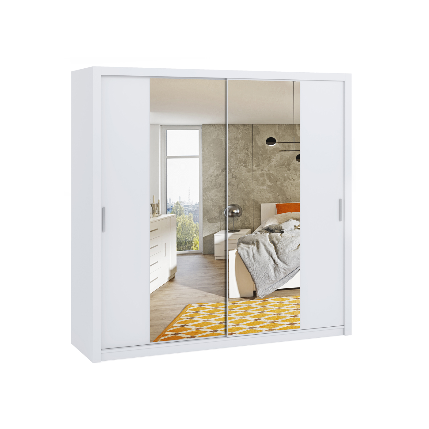 szafa 220 z lustrem półkami drążkiem Bono 18 duża garderoba