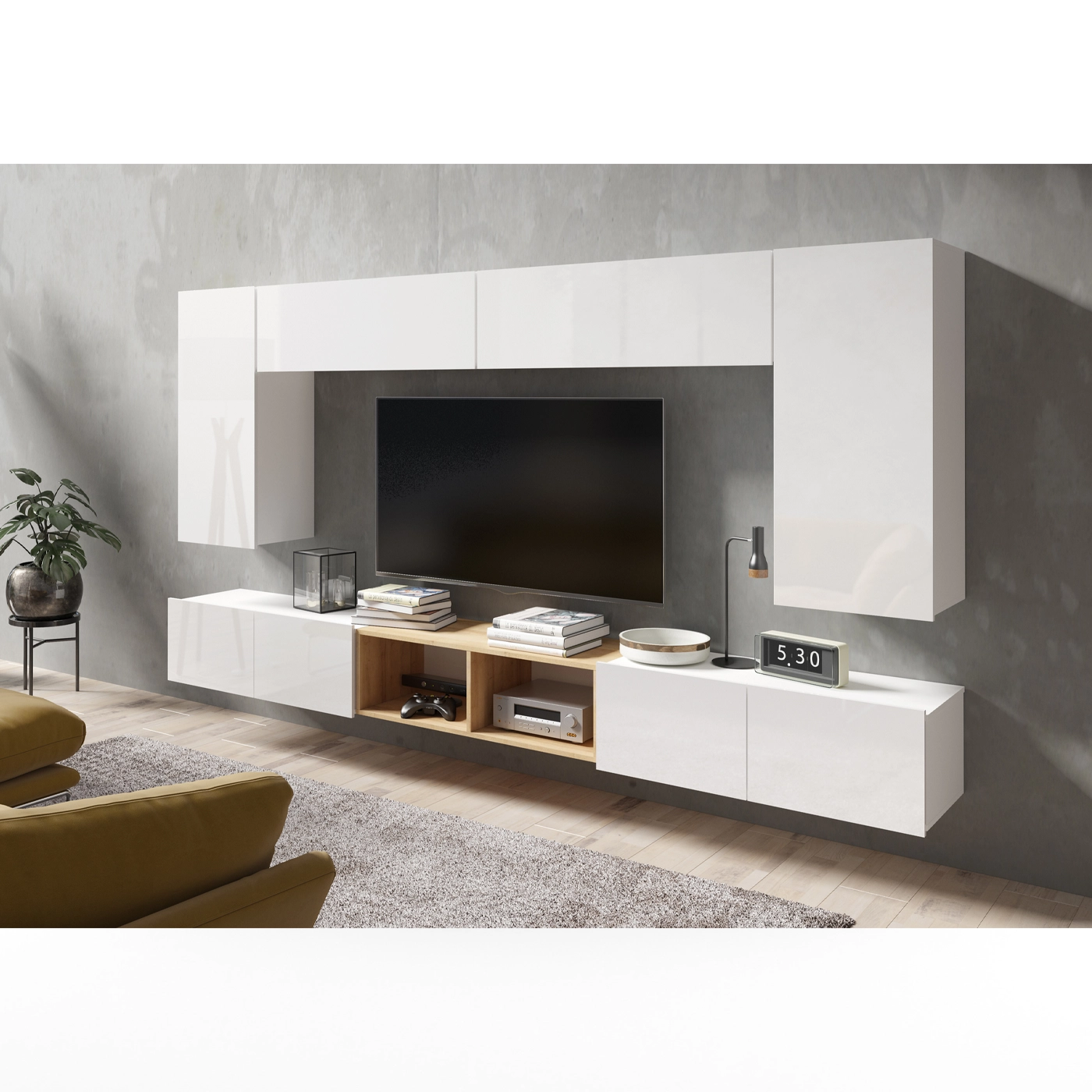 zestaw rtv meblościanka Calabrini 38 nowoczesna wisząca stojąca