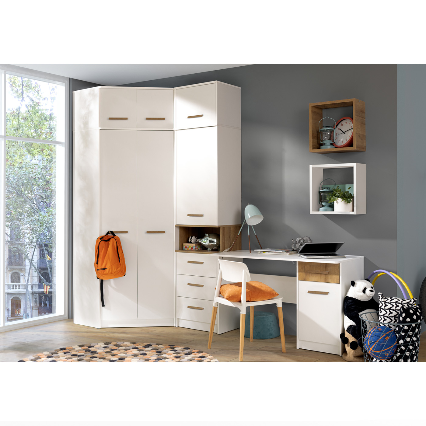 zestaw z nadstawką Grant 11 biurko regał szafa narożna meblościanka