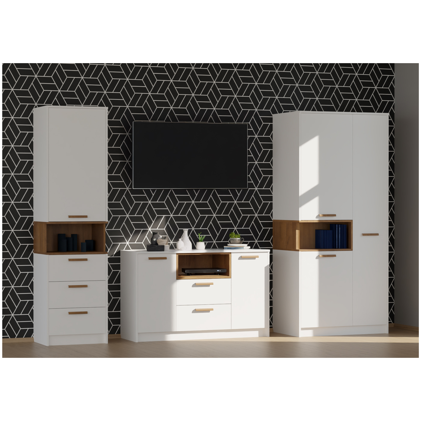 zestaw komplet mebli Grant D komoda szafa regał meblościanka