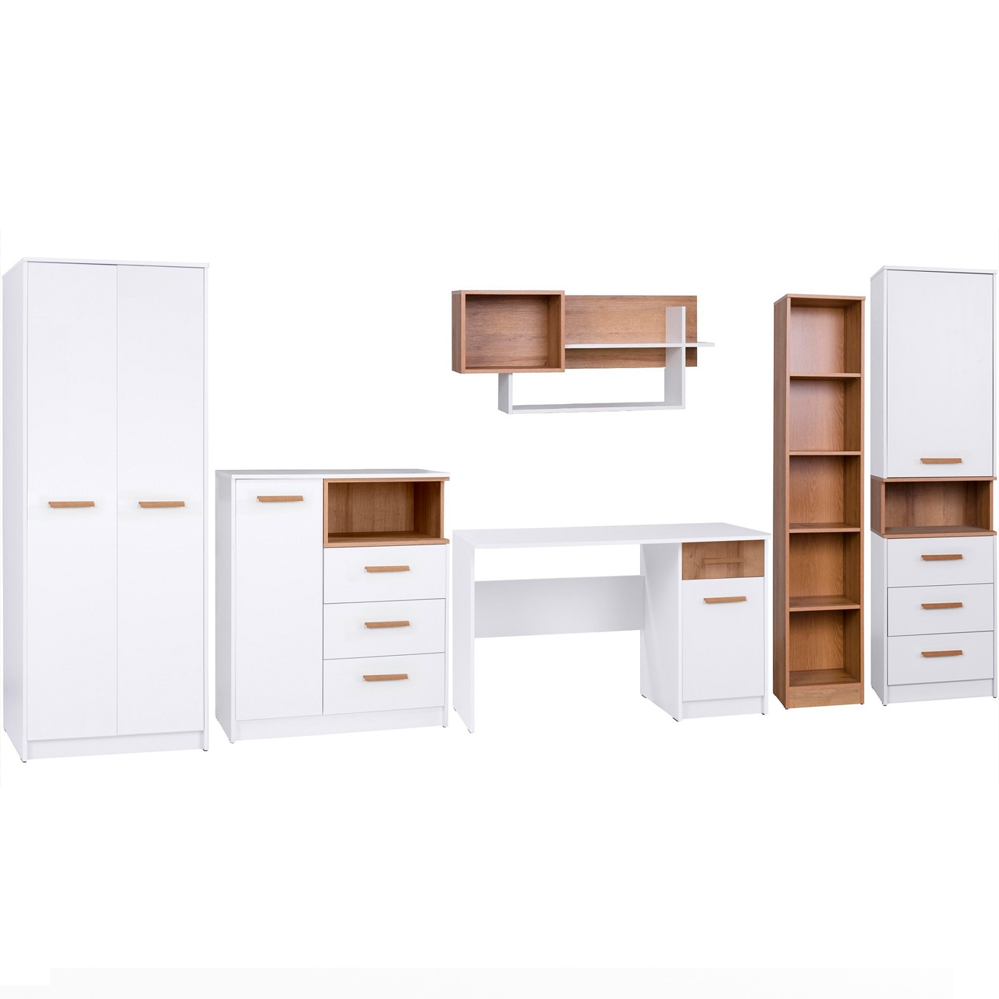 zestaw meblościanka młodzieżowa Grant O biała szafa biurko komoda