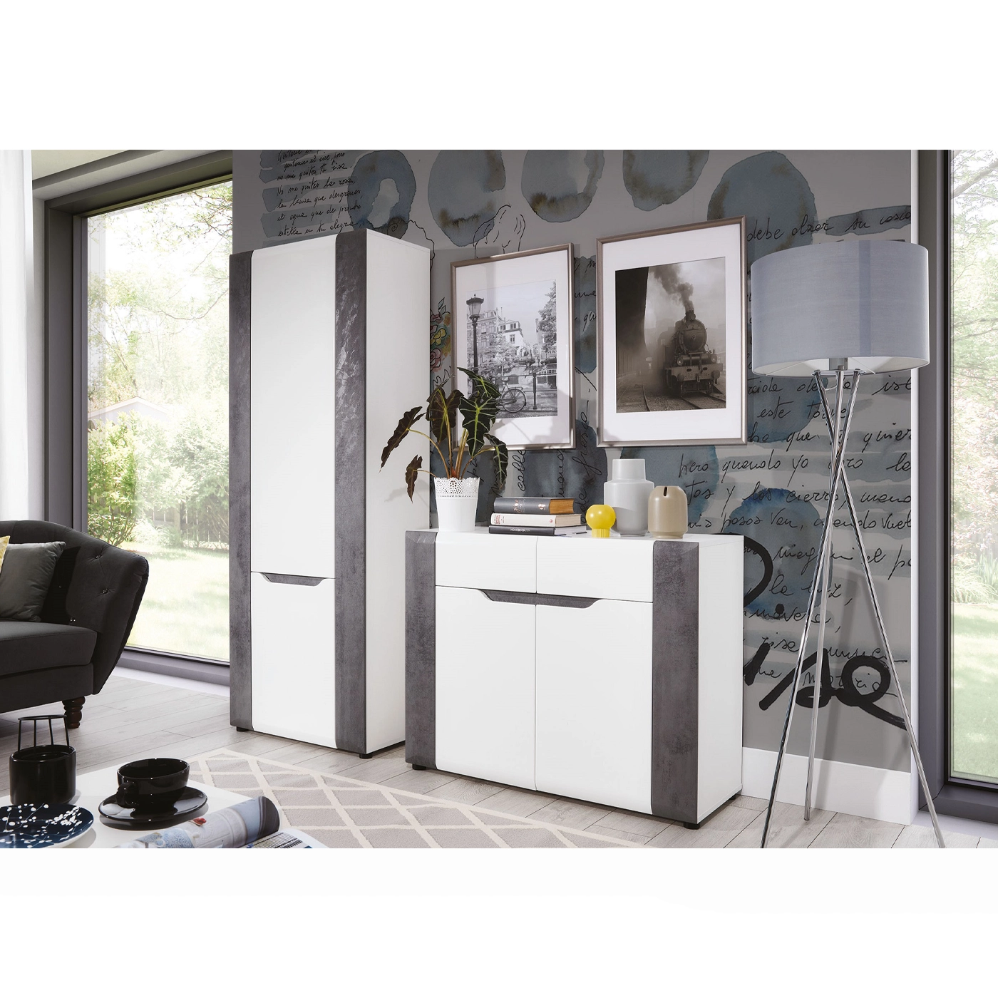 zestaw Brando 03 szafa wąska mała komoda do przedpokoju korytarza