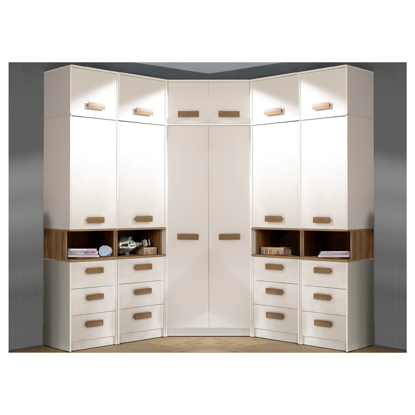 zestaw wysoka garderoba Grant 33 narożna szafa z nadstawkami