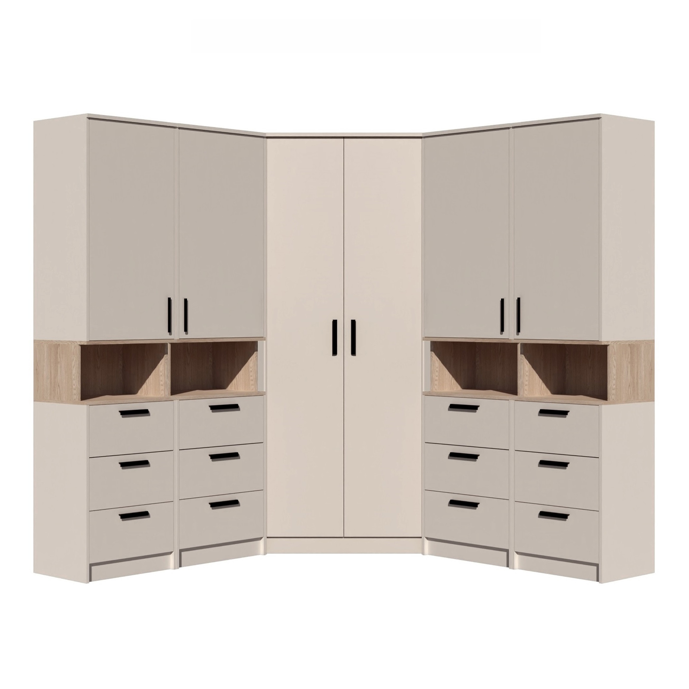 zestaw duża narożna garderoba Grant 41 rogowa szafa regał komplet