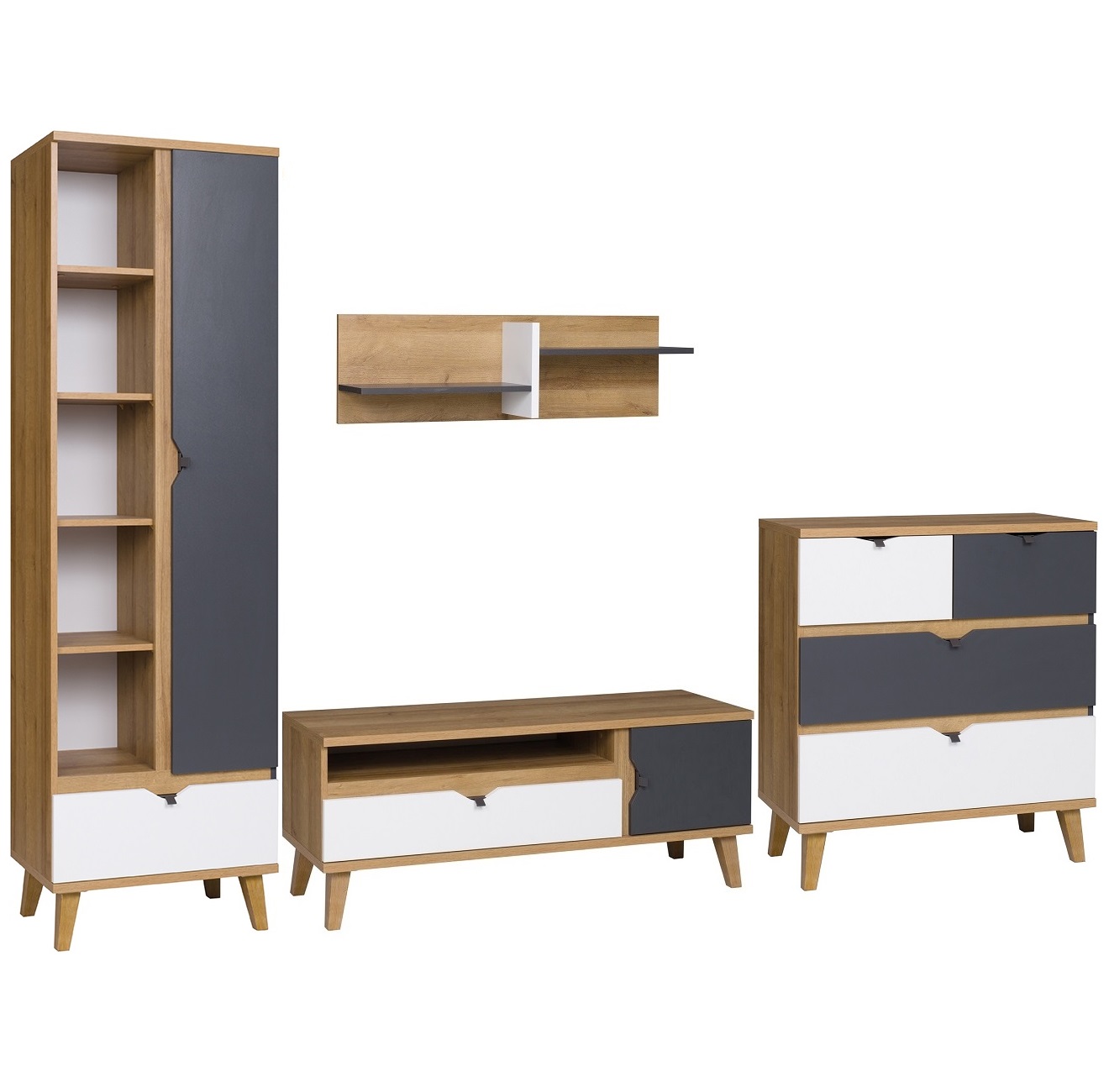 zestaw meblościanka Memone 6 komoda rtv szafka regał na nóżkach