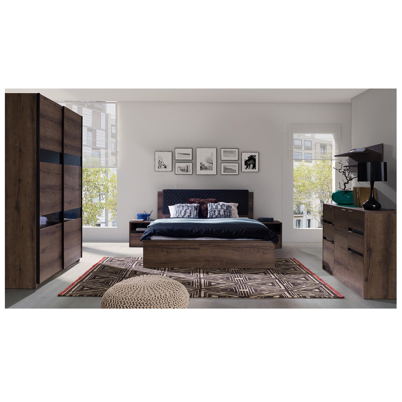 zestaw sypialnia Denver 7 szafa przesuwna łóżko podnoszone komoda