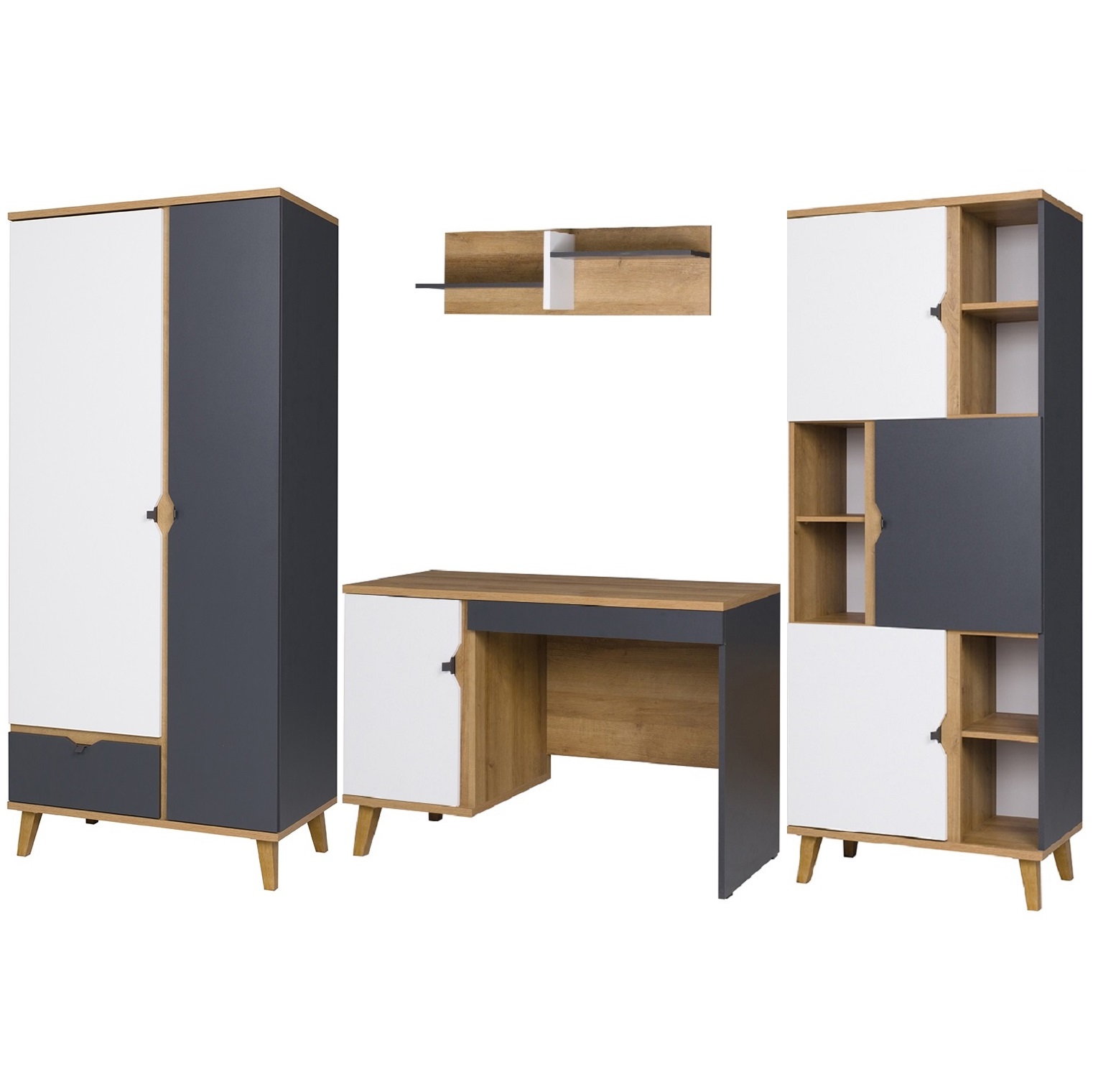 zestaw mebli młodzieżowych Memone 5 biurko regał szafa dla ucznia