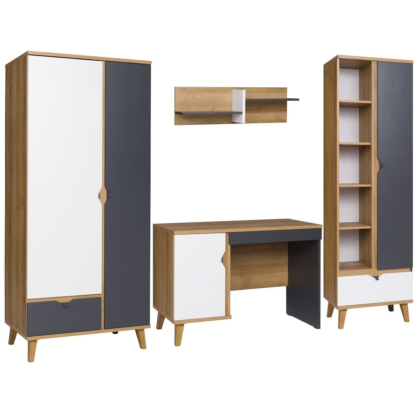 zestaw młodzieżowy dzieci Memone A biurko regał szafa półka komplet