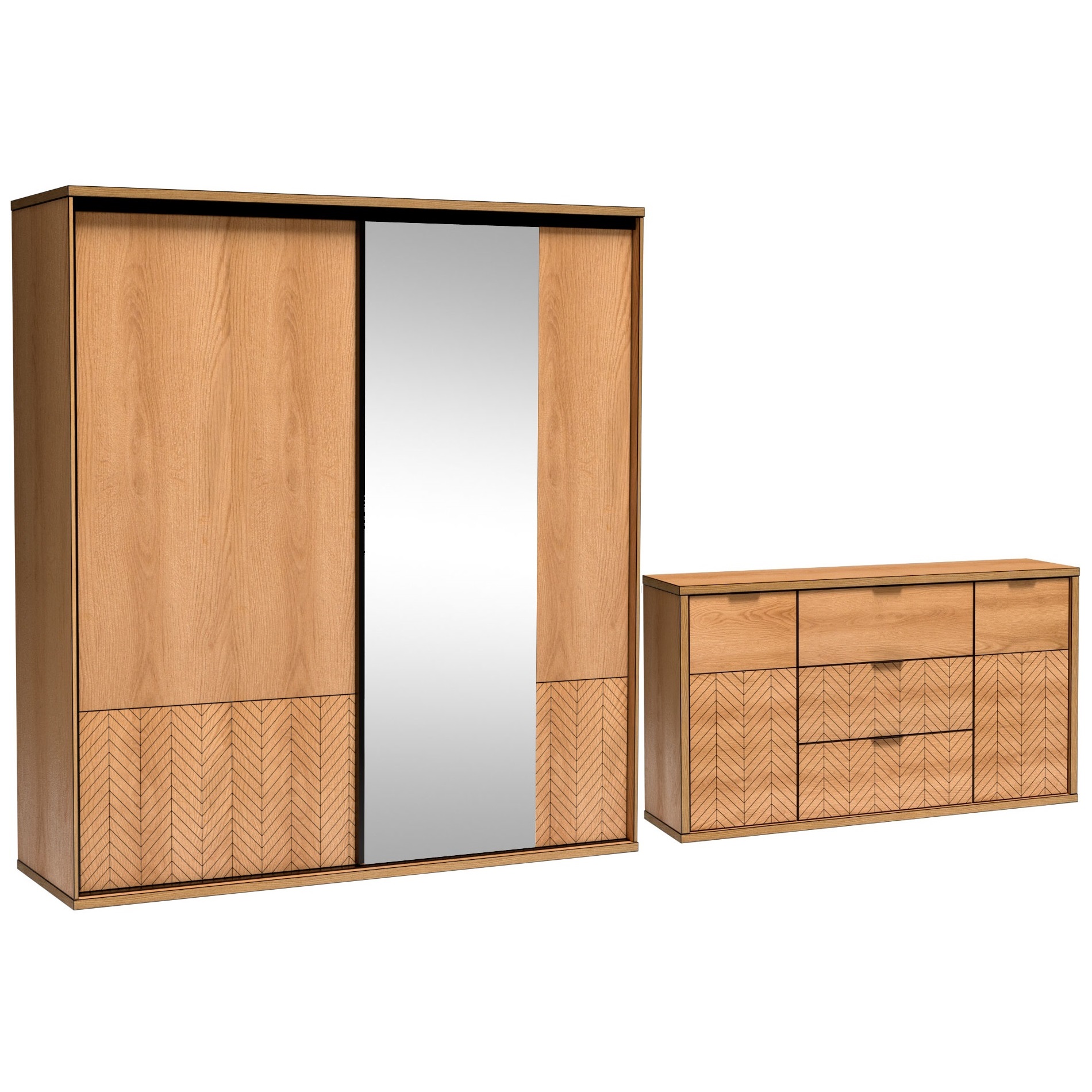 zestaw mebli loft komplet Fonti D duża komoda szafa z lustrem